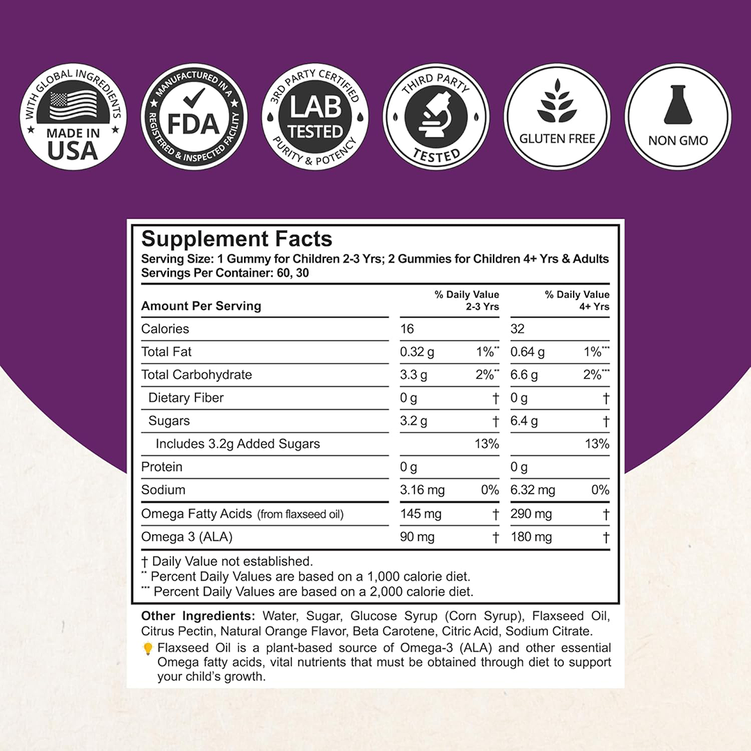 NuBest, Omega-3 Gummies – Brain, Vision & Heart Support for Kids & Teens